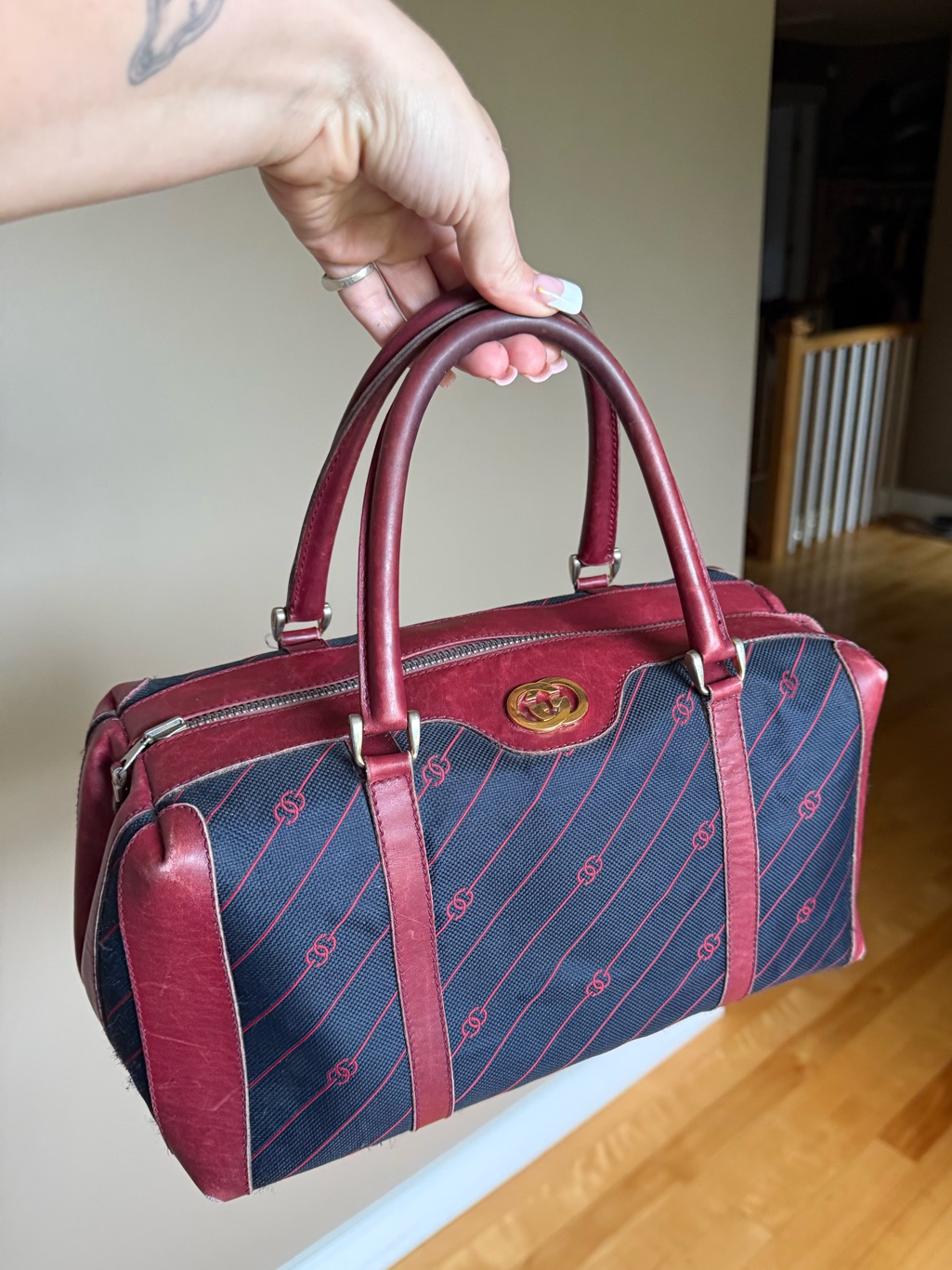 Vintage 1970s Gucci Monogram Canvas Boston Bag